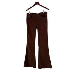 LEI Brown Sueded Fabric Low-rise Flare pants